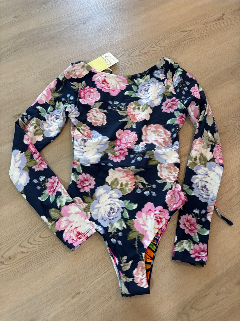 Maaji Printed floral Surf One Piece Long Sleeve Swimsuit surf NWT